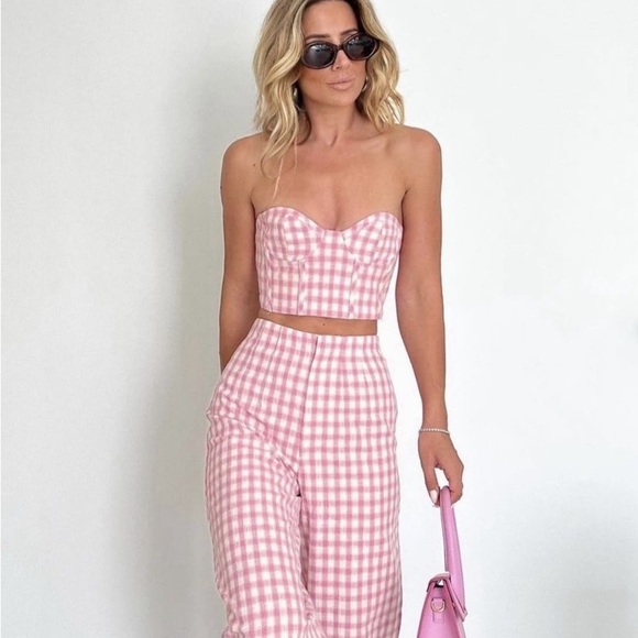 Zara Pink Gingham Bustier Crop Top | Coquette Cottagecore Festival Style (NWT) - Picture 11 of 13